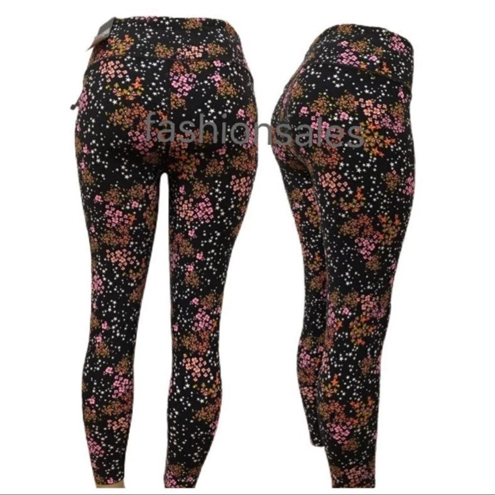 Victoria's Secret Black Floral Print Leggings